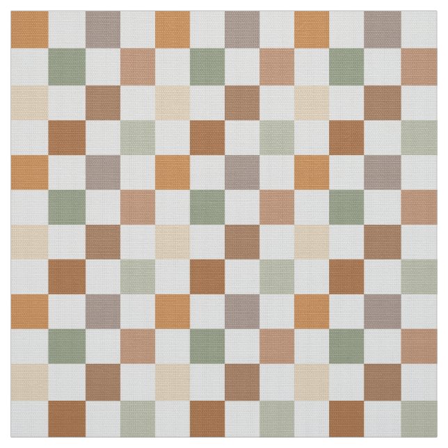 Tela Boho Neutral Earthy Checker Checkerboard Checkered (Retal)