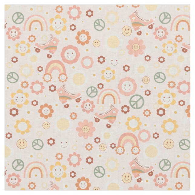 Tela boho retro hippie groovy pastel (De cerca)