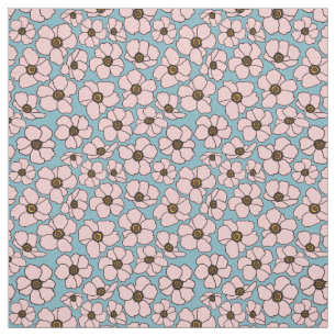Tela Boho rosa y azul floral 