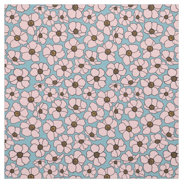 Tela Boho rosa y azul floral  (Retal)