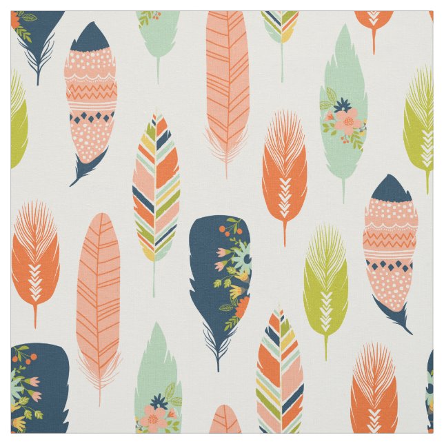 Tela Boho Tribal Feather Fabric (Retal)