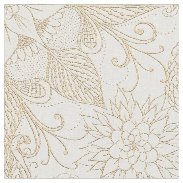 Tela Boho White Gold Floral Fethers Dreamcatcher (De cerca)