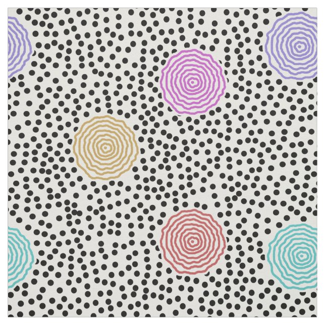 Tela BOJANGLES, PUNTOS RETROS: MULTICOLOR en BLANCO (Retal)