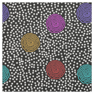 Tela BOJANGLES, PUNTOS RETROS: MULTICOLOR en NEGRO