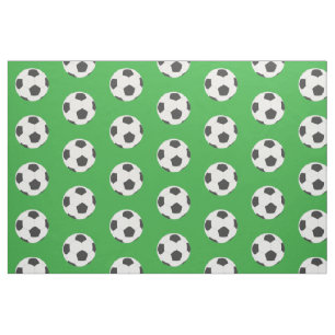 Tela Bolas de fútbol blancas y negras en verde
