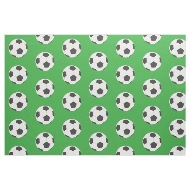 Tela Bolas de fútbol blancas y negras en verde ("Cuarto gordo" (fat quarter))