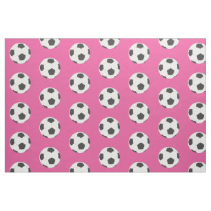 Tela Bolas de fútbol negras y blancas en rosa