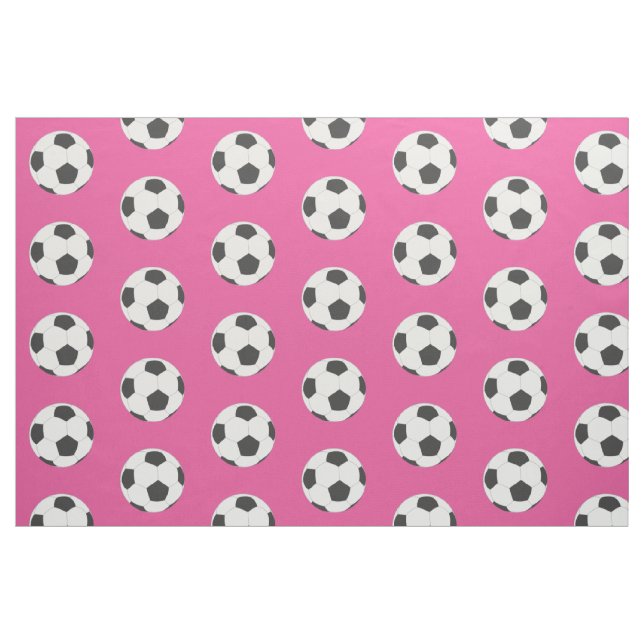 Tela Bolas de fútbol negras y blancas en rosa ("Cuarto gordo" (fat quarter))