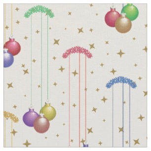 Tela Bolas de Navidades coloridas, estrellas doradas