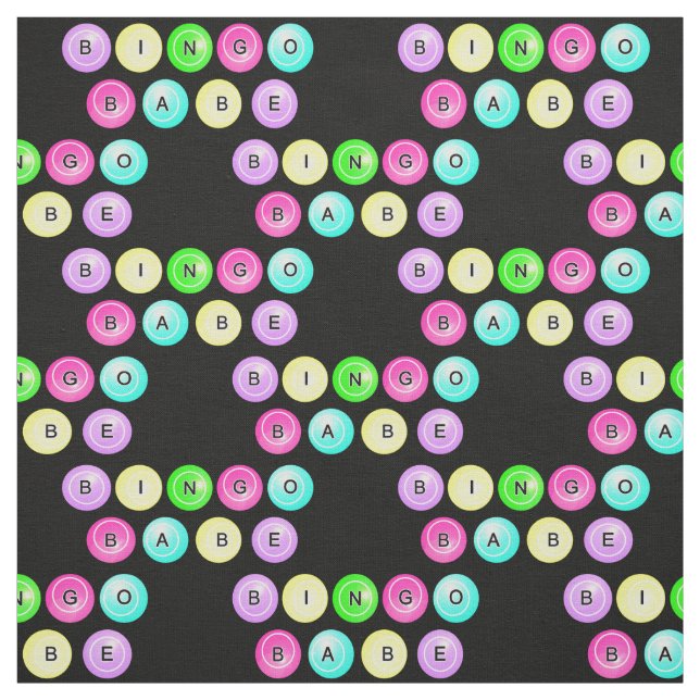 Tela Bolas del bingo del bebé del bingo en negro (Retal)
