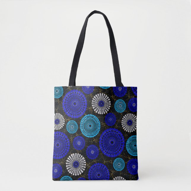 Tela Bolso Africano Azul de Hombro con Explosión Solar  (Anverso)