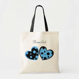 Tela Bolso azul claro y negro de los corazones