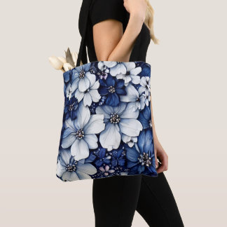 Tela Bolso azul de flores 3d para mujeres y chicas