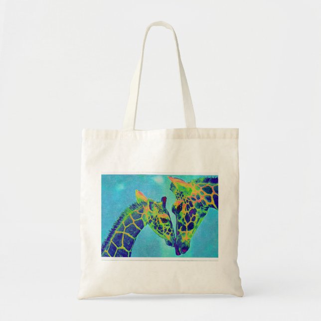 Tela bolso azul de las jirafas (Frente)