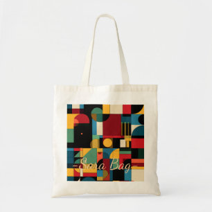 Tela Bolso Bauhaus Geométrico de Mosaico con Nombre Per