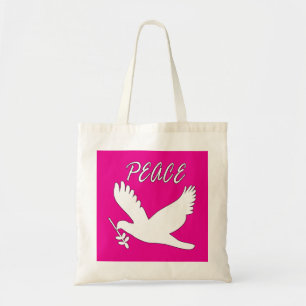 Tela bolso blanco de la paloma de la paz