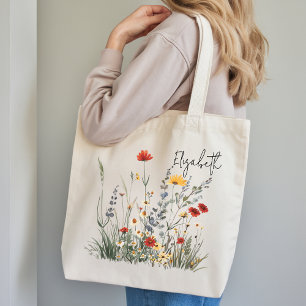 Tela Bolso Botánico de Acuarela Personalizado, Regalo p
