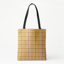 Bolso Clásico de Cuadros Amarillo Púrpura Blanco