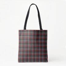 Bolso Clásico de Cuadros Negro Borgoña y Blanco