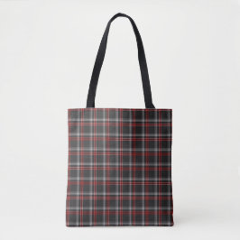 Tela Bolso Clásico de Cuadros Negro Borgoña y Blanco