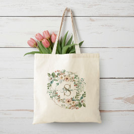 Tela Bolso con nombre de monograma floral personalizado