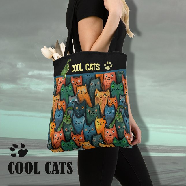 Tela Bolso de acuarela Cool Cats (Cool Cats Watercolor Tote)