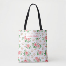 Tela Bolso de agua personalizable con rosa y huella de