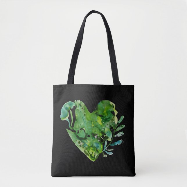Tela bolso de aleta de corazón verde (Anverso)