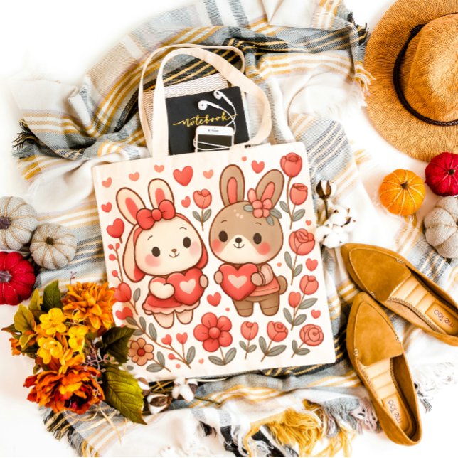 Tela Bolso de amor de conejos lindos (Subido por el creador)