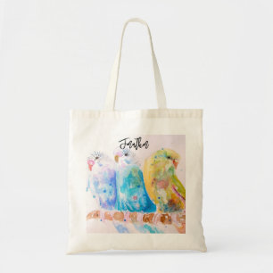 Tela Bolso de arte de pintura acuarela de periquito Bud