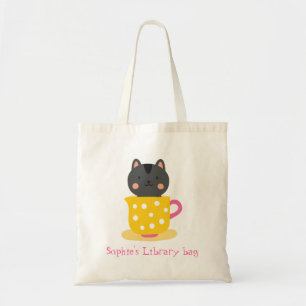 Tela Bolso de biblioteca de libros de té con el nombre