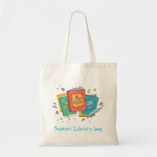 Tela Bolso de biblioteca de libros lindos de nombre de 