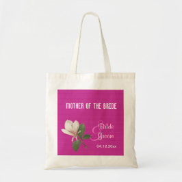 Tela Bolso de boda de tote con flor de magnolia de époc