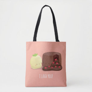 Tela Bolso de chiste de pastel de lava de chocolate y h