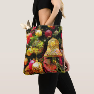 Tela Bolso de Collage Artístico Navideño Alegre
