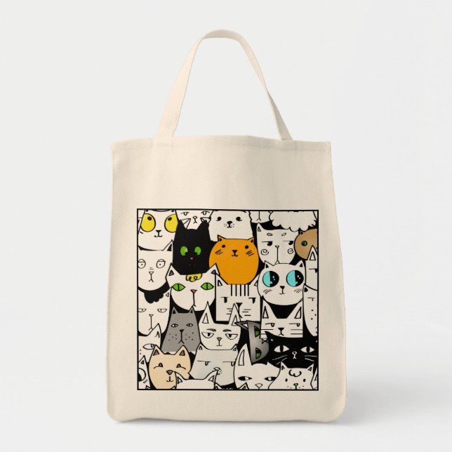 Tela Bolso de compras con los gatos (Frente)