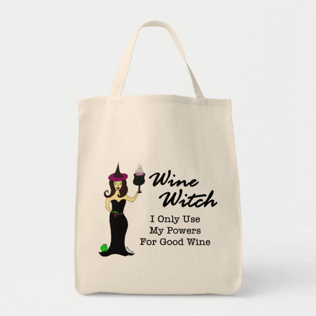 Tela Bolso de compras de la bruja del vino (Frente)