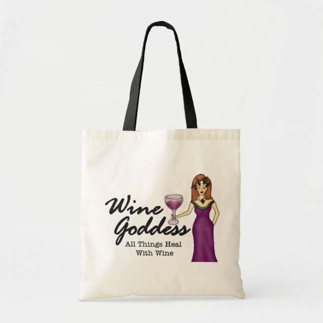 Tela Bolso de compras de la diosa del vino (Frente)