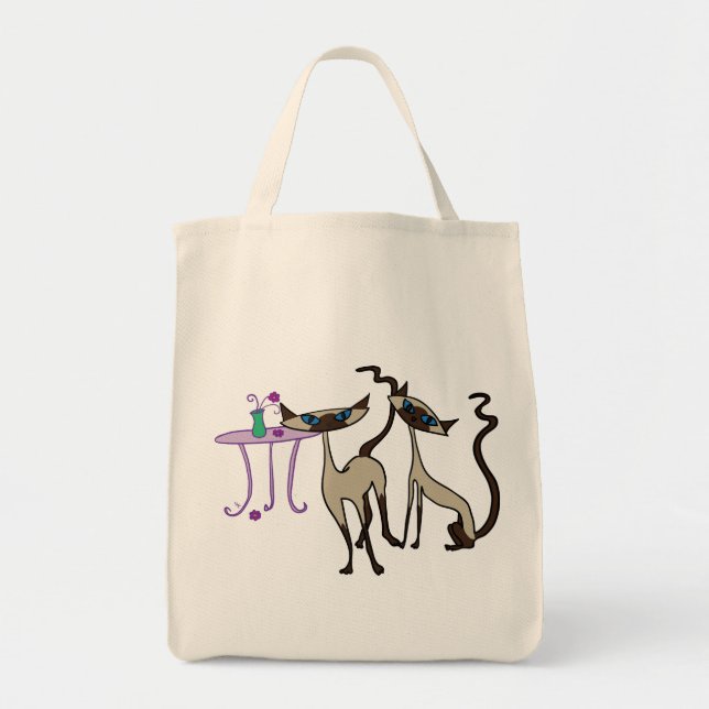 Tela Bolso de compras de los gatos siameses (Frente)