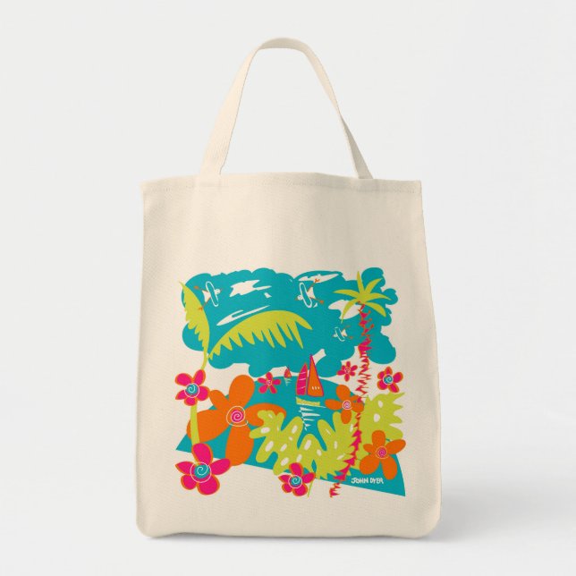 Tela Bolso de compras del arte: Cornualles tropical (Frente)