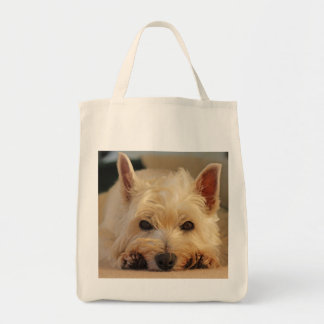 Tela Bolso de compras del oeste lindo del perro de