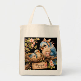 Tela Bolso de compras negro "Nido Acogedor de Mamá"