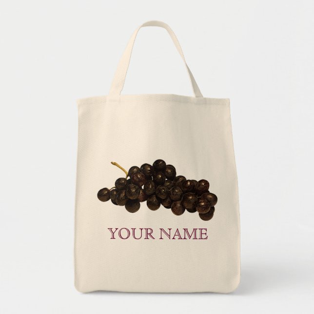 Tela Bolso de compras reutilizable de las uvas púrpuras (Frente)