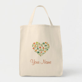 Tela Bolso de corazón de flores personalizado