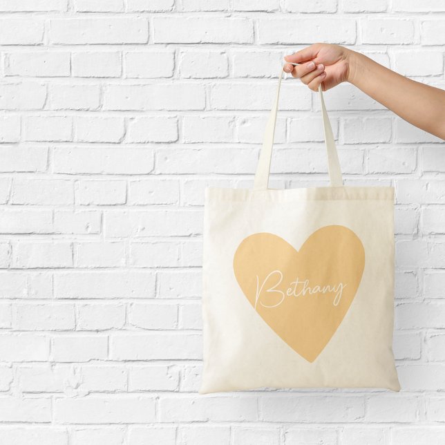 Tela Bolso de Corazón Naranja Mono con Nombre (Subido por el creador)