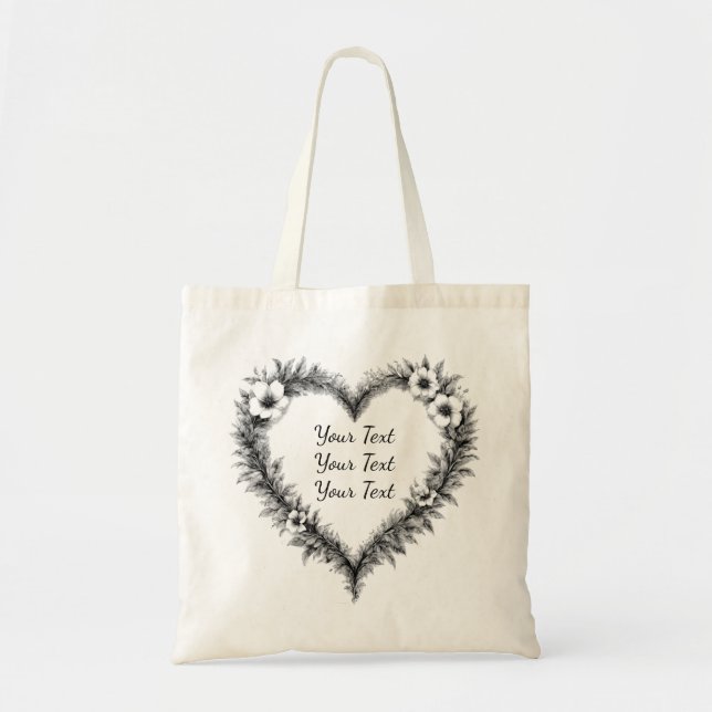 Tela Bolso de corona de corazón rústico personalizado (Frente)
