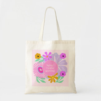 Tela Bolso de cumpleaños floral rosa claro cita edad