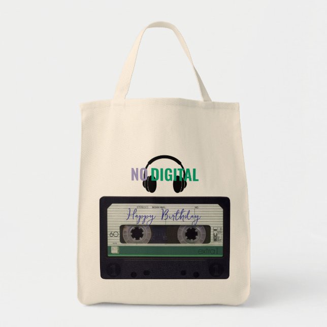 Tela Bolso de cumpleaños sin digital con cinta de caset (Frente)