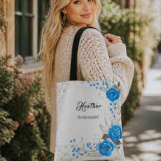 Tela Bolso de dama de honor de rosa azul y blanco