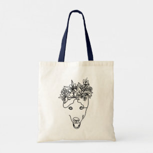 Tela Bolso de dibujo de una línea de Husky dog